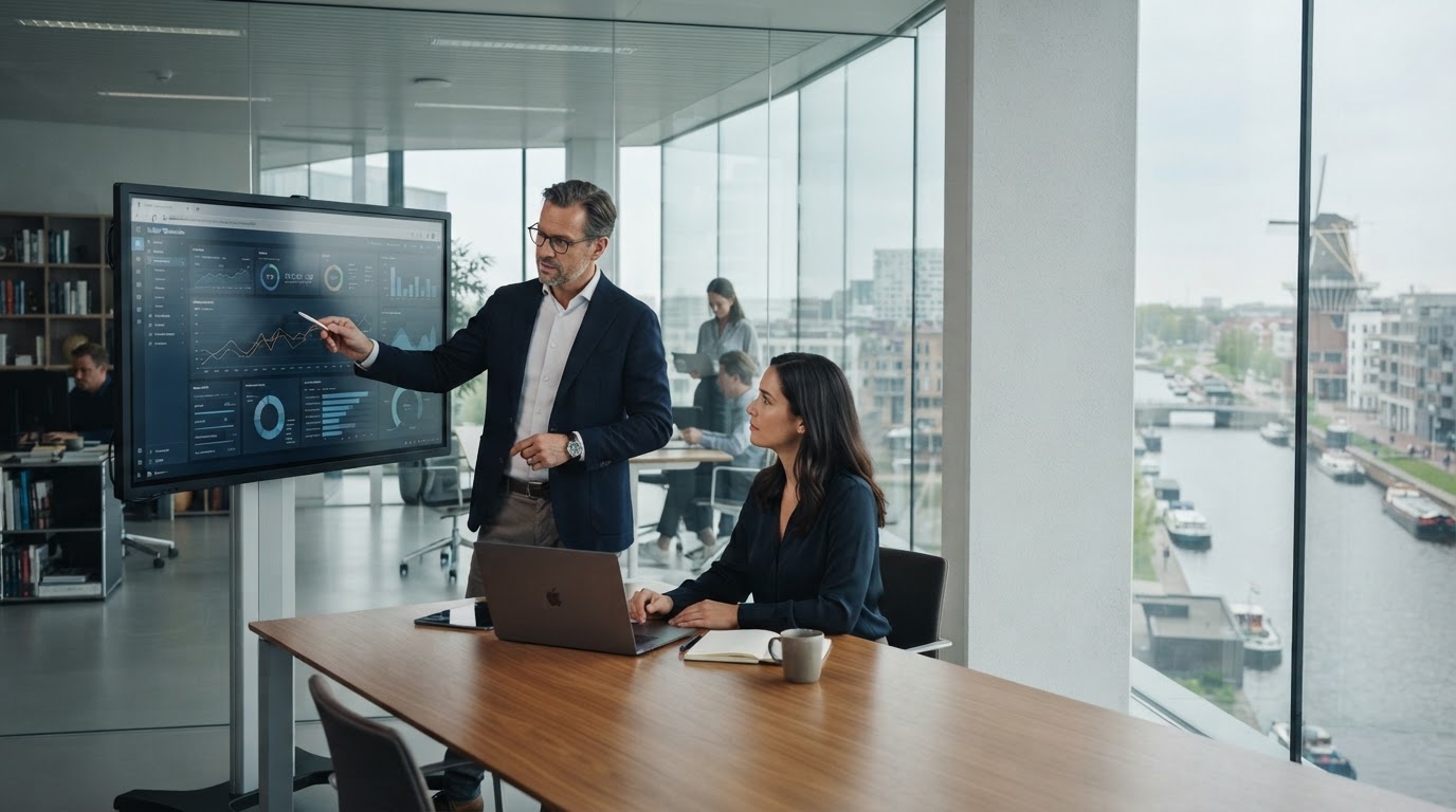 Helder Groeivatie dashboard met realtime portfolio-analyse en risico-indicatoren